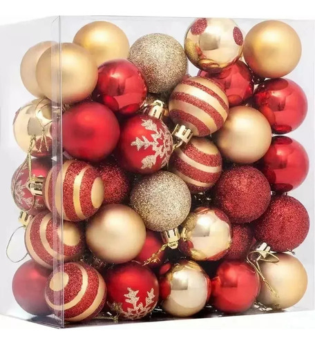 Un Paquete Con Adornos Navideños De Oro Rojo