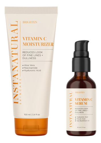 Instanatural Kit De Crema Hidratante Y Suero De Vitamina C,.