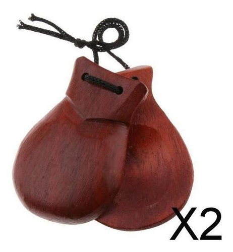 2xwooden Castanet Hand Clapper Instrumento Musical De