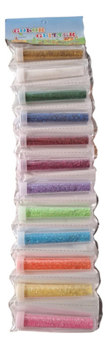 Set Hermosos Tubos Glitter Escarcha 12 Unidades