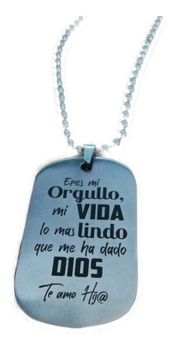 Imagen 2 de 4 de Placa Para Hijos (estilo Dog Tag) Con Grabado Láser Personal