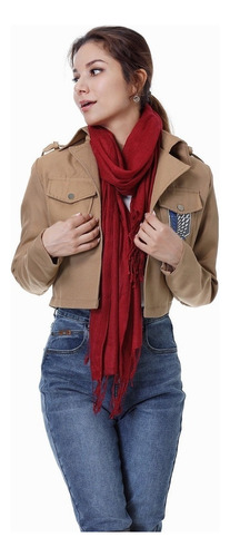 Ataque A Los Titanes Mikasa Chaqueta Corta Bufanda Cosplay C