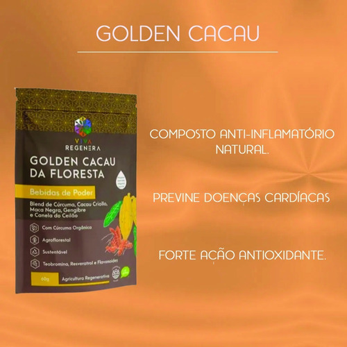Imagem 2 de 4 de Golden Cacau Da Floresta Bebida Poder 60g - Viva Regenera