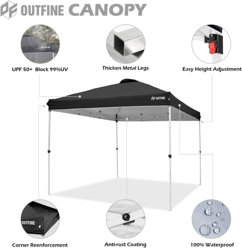 Imagen 2 de 3 de Toldo Plegable 3x3mts Outfine Negro Tienda Las Mercedes