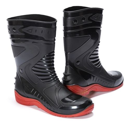 Botas Para Lluvia Mac Blast Ls2 Negro Rojo En Rolling Motors