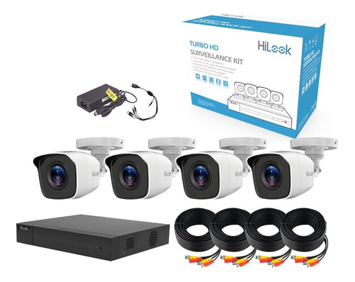 Kit 4 Camaras 2 Mpx Videovigilancia Dvr 4 Hilook Metal 1080p