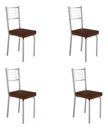 Cadeiras Kit 4 Cadeiras Juliana Cromado/marrom - Art Panta Cor Marrom Cor da estrutura da cadeira Alumínio Cor do assento Marrom