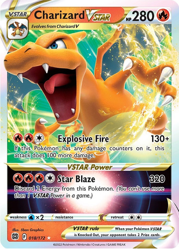 Cartas Pokemon Charizard Vstar 018/172 Full Art Brs