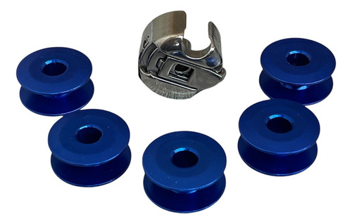 1 Bobina Y 5 Carretes Azules Para Máquina Recta Industrial