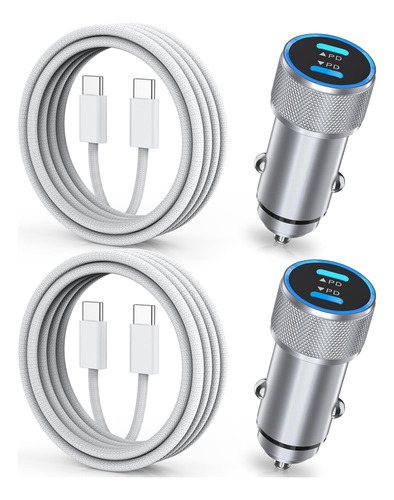 Cargador Rapido Para Automovil iPhone 15 2 Coche Usb C Doble