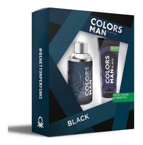Set Perfume Benetton Colors Man Black Edt + Body Lotion Ub