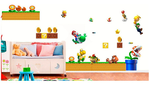 Vinilo Pared Infantiles Mario Bros Super Wall Stickers