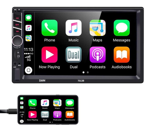 Estéreo De Coche Doble Din 7 Pulgadas Con Carplay Android Au