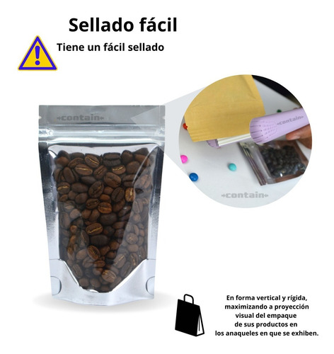 Imagen 5 de 8 de 100 Bolsas Stand Up Pouch Cierre Plata-transparente 150 Grs