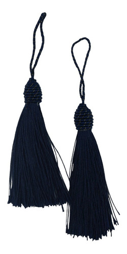 Pingente Tassel 9cm Poliéster Franjas 10un Varias Cores Cor Azul-petróleo