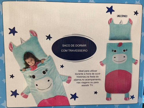 Manta Saco De Dormir - Cachorro Azul/unicórnio Infantil