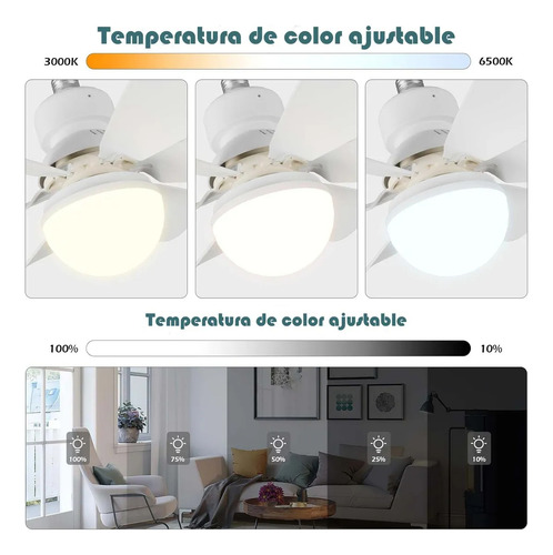 Lámpara Ventiladorres Foco De Techo Y Control Remoto Blanco 0 Mm Blanco Blanco Plástico 0