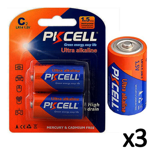 Batería Ultra Alcalinas C Lr14 1.5v Marca Pkcell