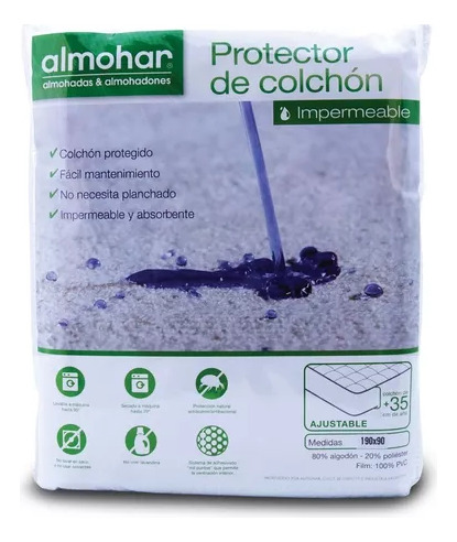 Cubre Colchón Funda Protector Toalla/pvc 1 Plaza 190x80