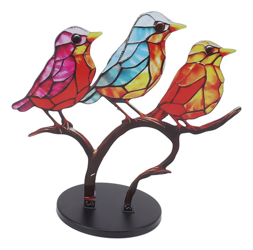 Tableta Con Adornos De Pájaros Coloridos En El Escritorio De