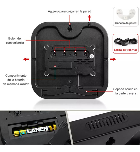 WELAGO® Reloj Digital Led Con Fecha, Temperatura, Alarma Y Control