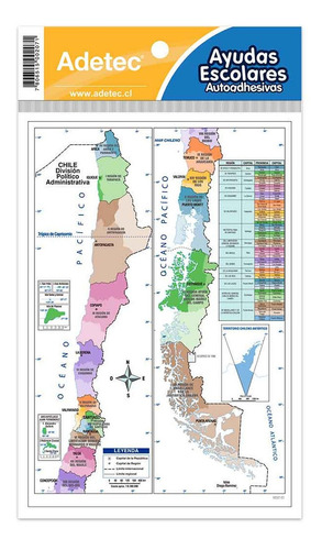 Ayudas Escolares Mapa De Chile Adhesiva 