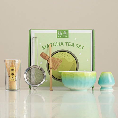 5pcs Matcha Set, , Japonés, Utensilios Artesanales Azul