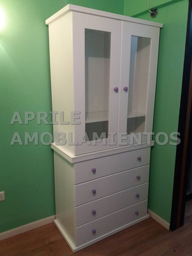 Imagen 3 de 6 de Ropero Vitrina Placard Laqueado Puertas Cajones Barral