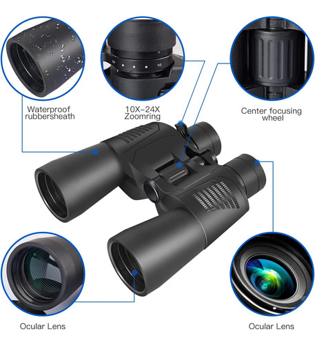 Zoom Binoculars For Adults,10-24x50 Binoculars With Smartpho