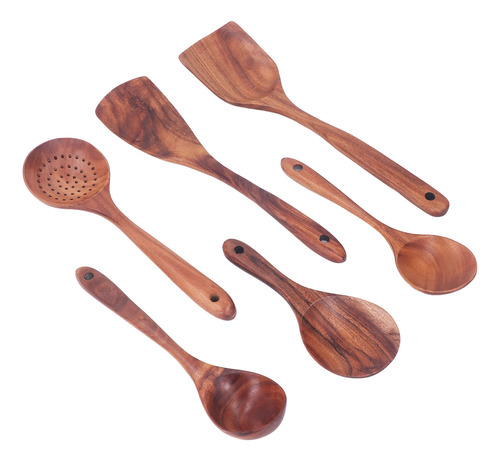 Set De Utensilios De Cocina De Madera Elegantes Cucharas De
