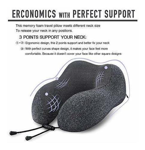 Almohada De Viaje Mlvoc, 100% Espuma Viscoelástica Pura, Cóm