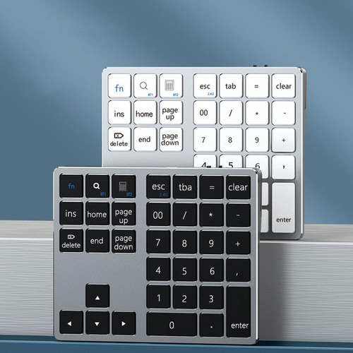 Li Teclado Numérico Sem Fio, Teclado Prateado E Cinza