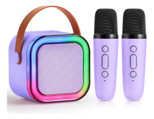Máquina De Karaoke Portátil Con 2 Micrófonos Inalámbricos