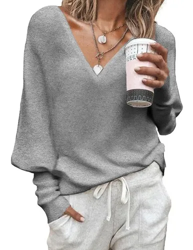 Sueter gris dama sale