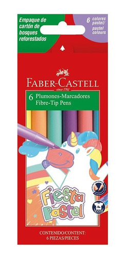 Marcadores Fibras Faber Castell Fiesta Pastel X 6 U. 