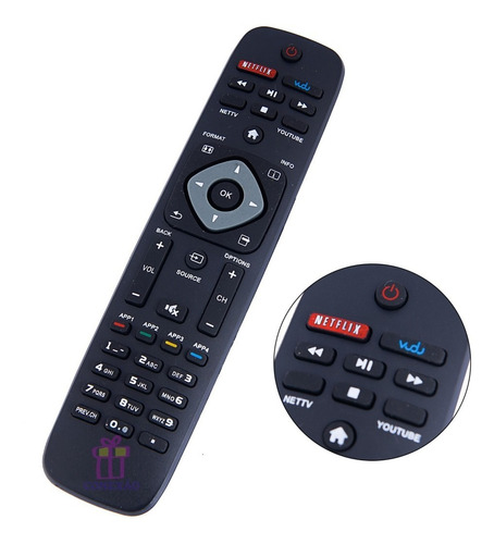 Controle Remoto P/ Tv Philips Smart Netflix Youtube