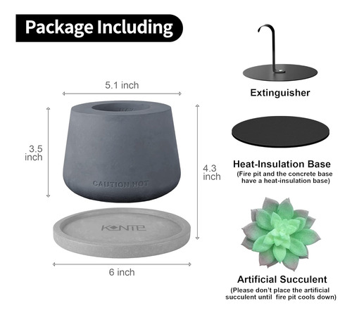 Fogata De Mesa De Hormigón Con Base Gris Claro De 6 Pulgadas