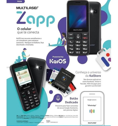 Telefone Celular Multilaser Zapp 3g Dual Chip Idoso Whatsapp