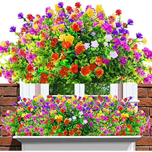 Pack De 12 Ramos De Flores Artificiales Exteriores, Ros...