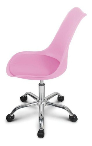 Cadeira De Escritorio Eames Giratoria Estofada Rosa - Moob Material do estofamento Couro sintético
