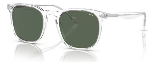 Óculos De Sol - Vogue - Vo5328s W74571 52 Armação Transparente Haste Transparente Lente Verde-escuro Desenho Quadrado