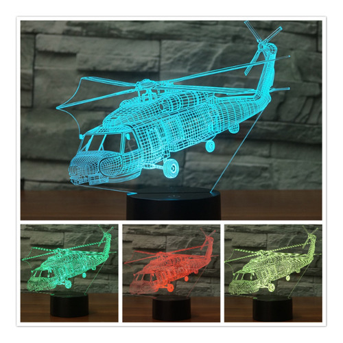 3d Avion Helicoptero Luz Noche Animal Mesa Computadora 7 Que