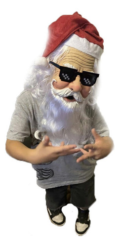 Máscara Realista De Papá Noel De Látex Con Pelo Y Gafas