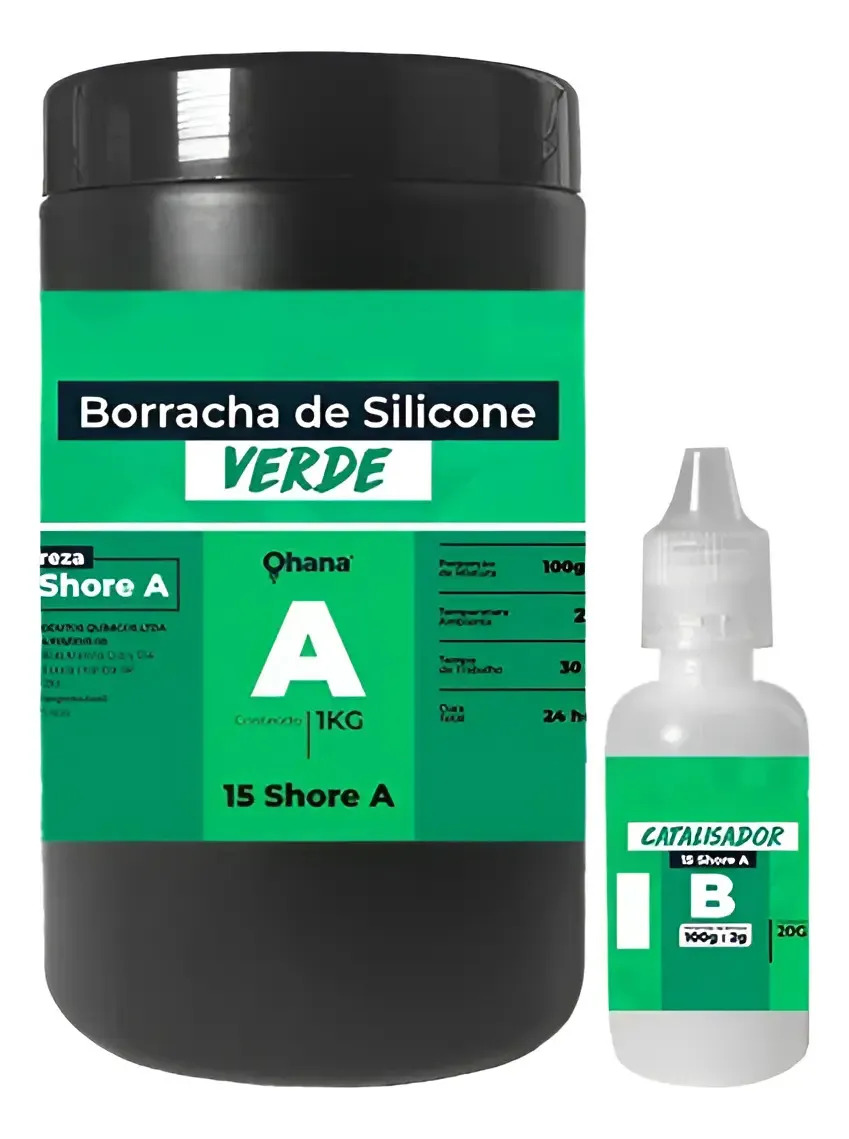 Borracha De Silicone Ohana Para Moldes E Artesanato 1,020kg Cor Verde Shore 15