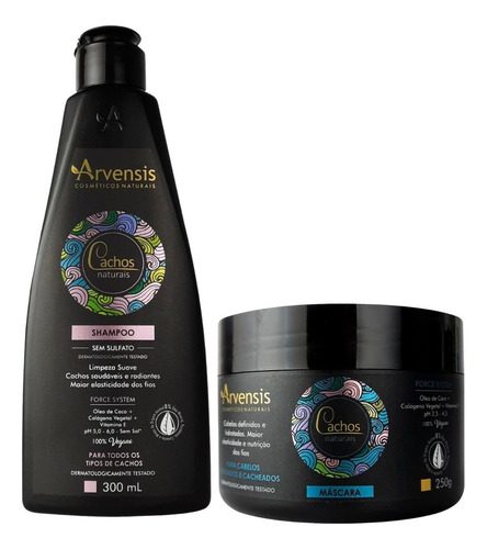 Kit Arvensis Cachos Shampoo 300ml + Mascara 250g Ondulados