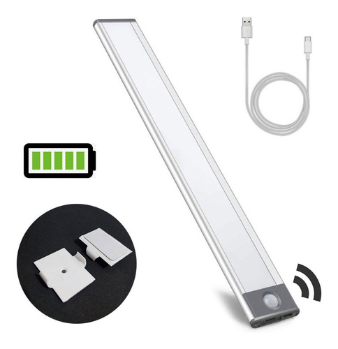 Lámpara LED con sensor de presencia, recargable, USB, 30 cm, color blanco neutro, 40 cm, 110 V/220 V