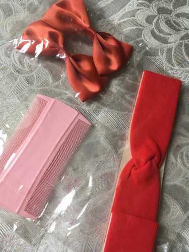 Set Para Cabello Niñas Peine Saca Piojos, Lazos , Bandana.