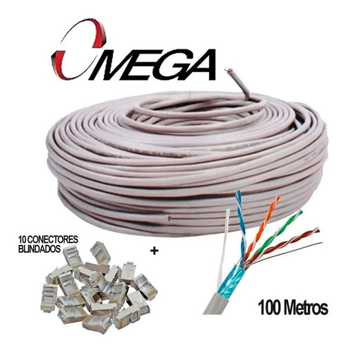 Rollo Cable Ftp Omega Cat5e Blindado Solido 100mts