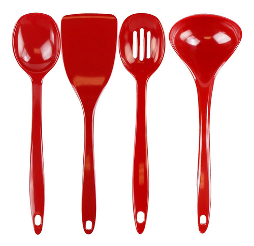 Reston Lloyd Melamine Utensil Set, 4pc, Rojo