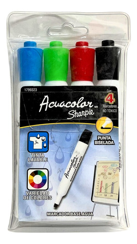 Marcador Acuacolor Sharpie Base Agua Estuche Con 4 Piezas